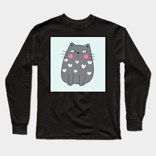 Cute Grey Fat Cat Long Sleeve T-Shirt